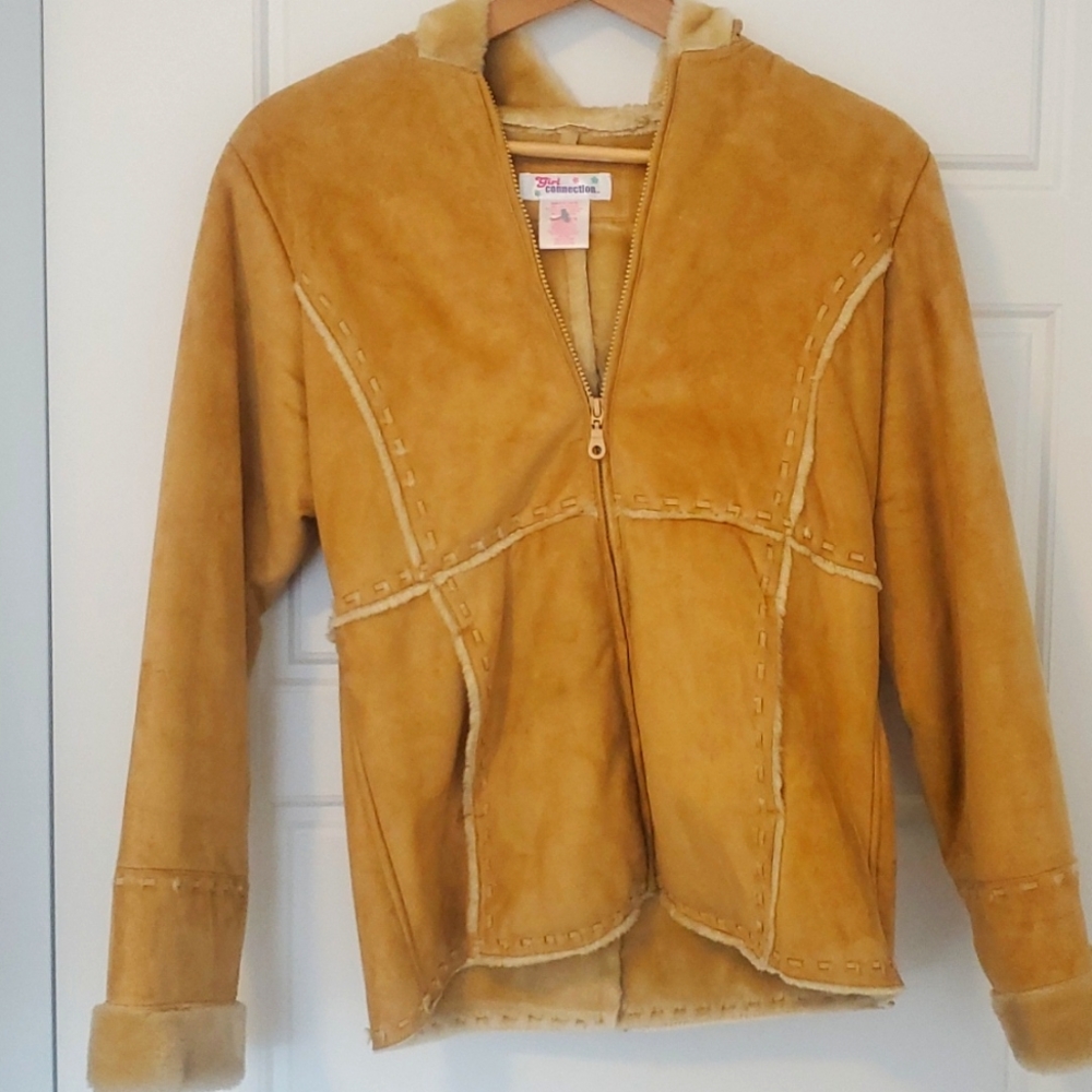 Faux leather and fur shearling coat